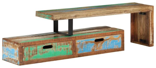 Tömör újrahasznosított fa TV-állvány (118-200) x 30 x 40 cm