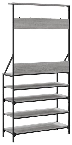 Szürke sonoma ruhafogas cipőpolccal 90 x 34 x 184 cm