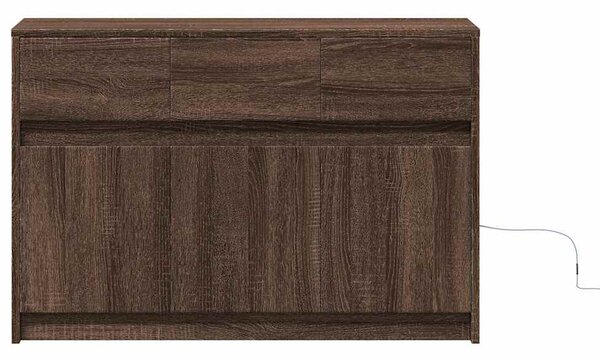 Barna tölgy színű szerelt fa LED-es TV-szekrény 91x34x61 cm