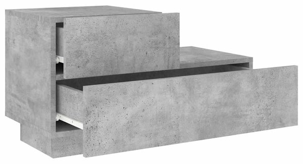 Betonszürke éjjeliszekrény LED-fényekkel 70x36x40,5 cm