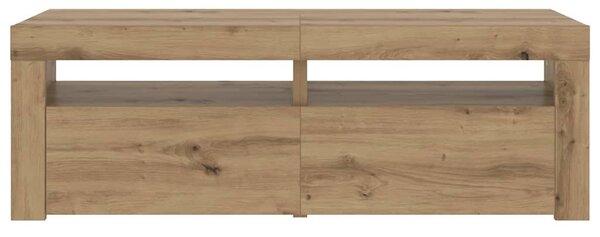 Kézműves tölgy szerelt fa TV-szekrény LED-ekkel 120x35x40 cm