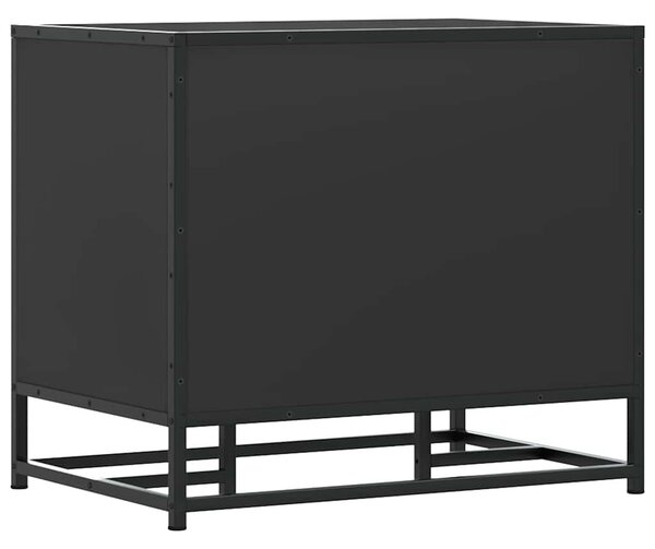 Cipőpad Fekete 60x40x53,5 cm Fából és fémből készült pad