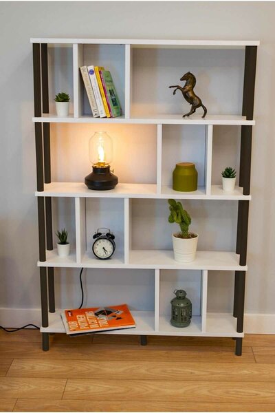 Hanah Home Könyvespolc Peka-0045 - Fehér, Fekete