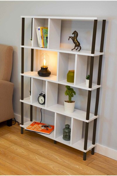Hanah Home Könyvespolc Peka-0045 - Fehér, Fekete