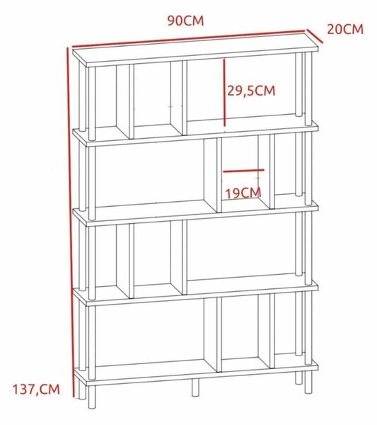 Hanah Home Könyvespolc Peka-0045 - Fehér, Fekete