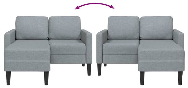 Világosszürke anyagból 2 üléses kanapé L-alakú kanapéval 125 cm