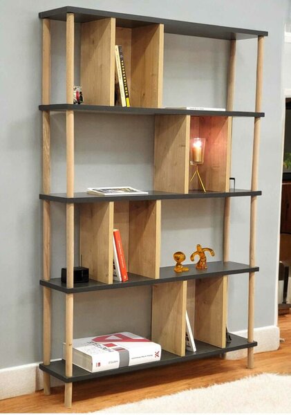 Hanah Home Könyvespolc antracit tölgy Peka-0045