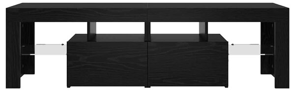 Fekete tölgy szerelt fa TV-szekrény LED-ekkel 140x36,5x40 cm