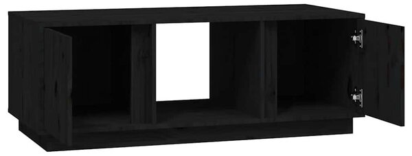 Fekete tömör fenyőfa dohányzóasztal 110x50x40 cm