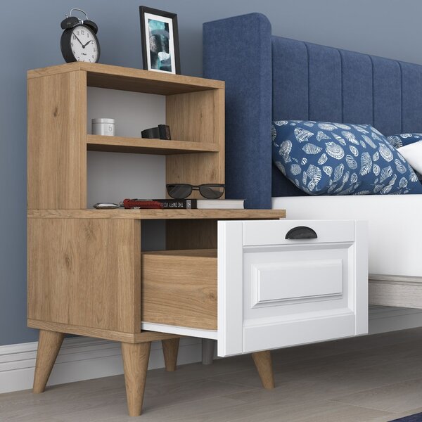Hanah Home Éjjeliszekrény, dió és fehér BD105 - 2786 - dió