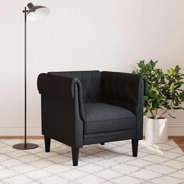 Fekete szövet Chesterfield kanapé