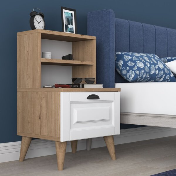 Hanah Home Éjjeliszekrény, dió és fehér BD105 - 2786 - dió