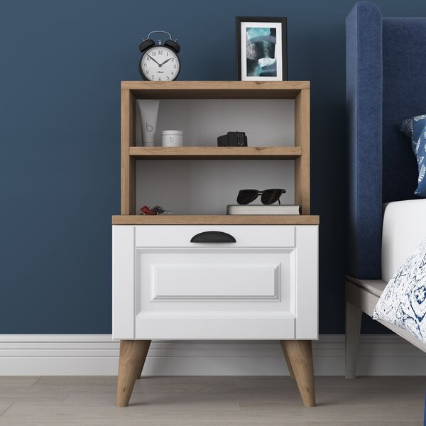 Hanah Home Éjjeliszekrény, dió és fehér BD105 - 2786 - dió