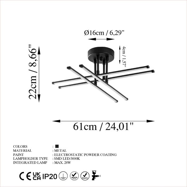 Opviq Fekete Csillár Exhaust-13661