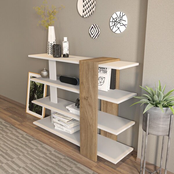 Hanah Home Könyvespolc WhiteWalnut Nur - Fehér, Dió