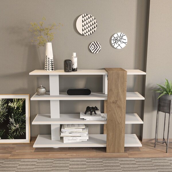 Hanah Home Könyvespolc WhiteWalnut Nur - Fehér, Dió