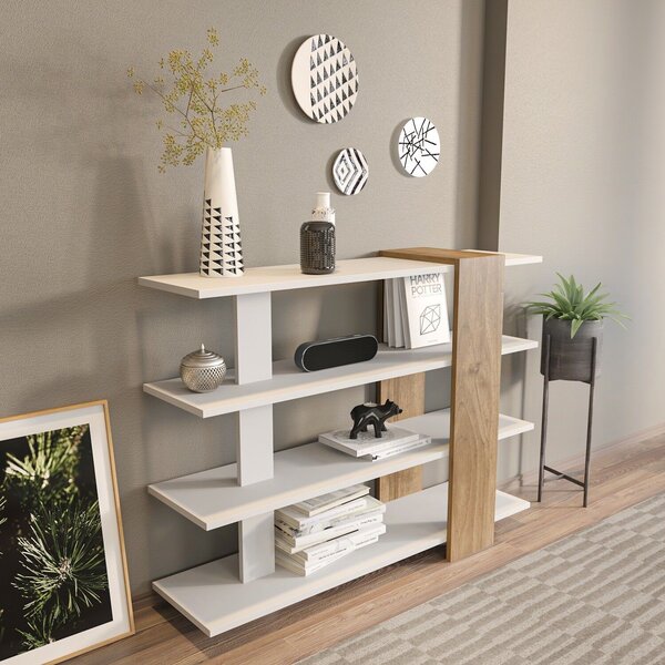 Hanah Home Könyvespolc WhiteWalnut Nur - Fehér, Dió
