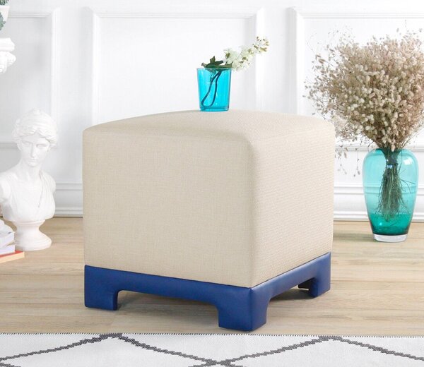 Atelier Del Sofa Puff Krémkék Lenover - Krém, kék