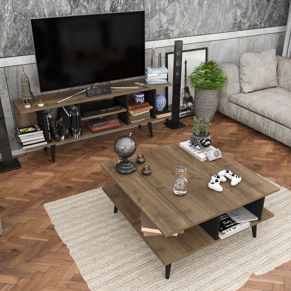 Hanah Home TV-állvány dió és fekete színben Akya - dió, fekete
