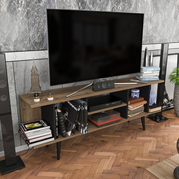 Hanah Home TV-állvány dió és fekete színben Akya - dió, fekete