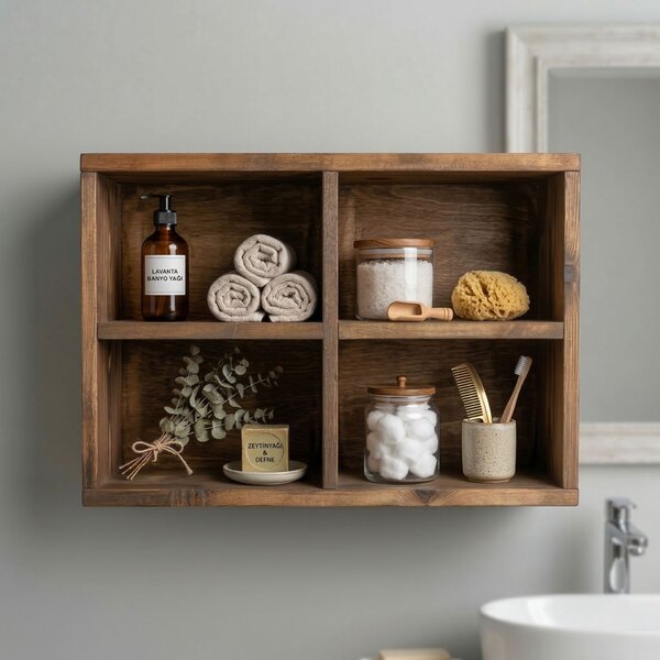 Hanah Home Dekoratív Fa Fali Polc Wooden Raf307