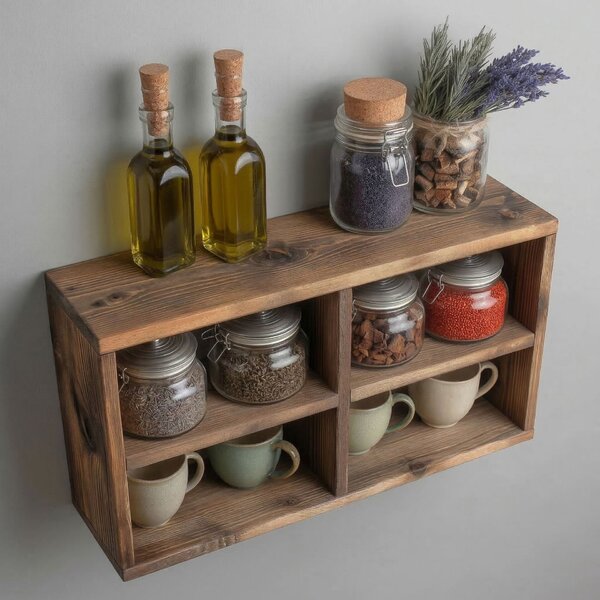 Hanah Home Dekoratív Fa Fali Polc Wooden Raf307