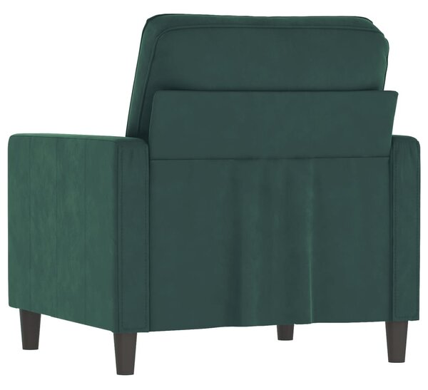Sötétzöld bársony kanapéfotel 60 cm