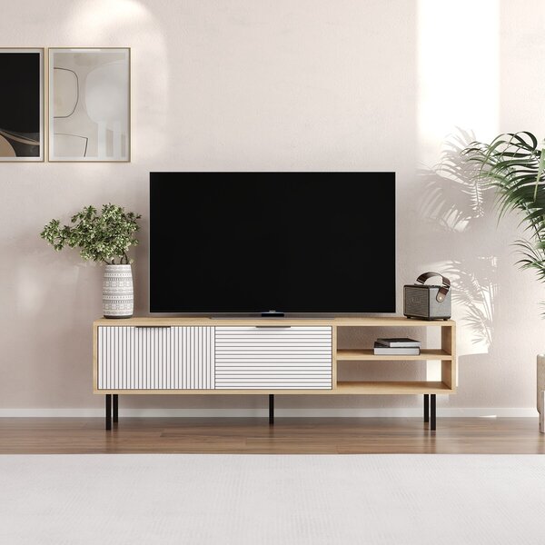 Hanah Home TV Stand Sapphire Oak White Venus - Sapphire Oak, White