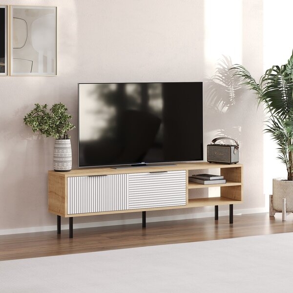 Hanah Home TV Stand Sapphire Oak White Venus - Sapphire Oak, White