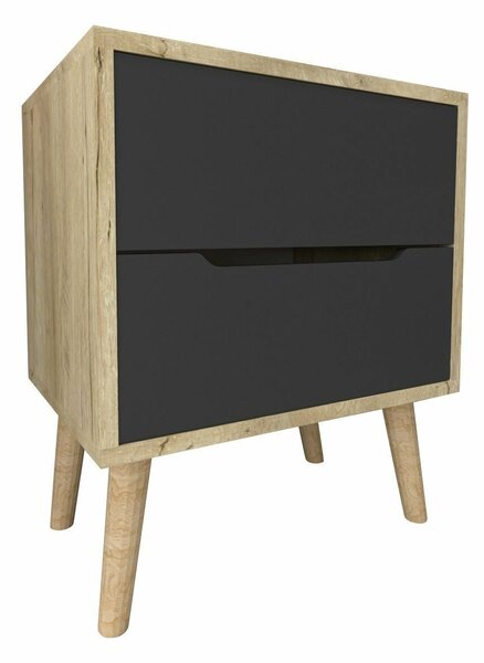 Hanah Home Nightstand Sapphire Oak Anthracite Flora - Sapphire Oak, Anthracite