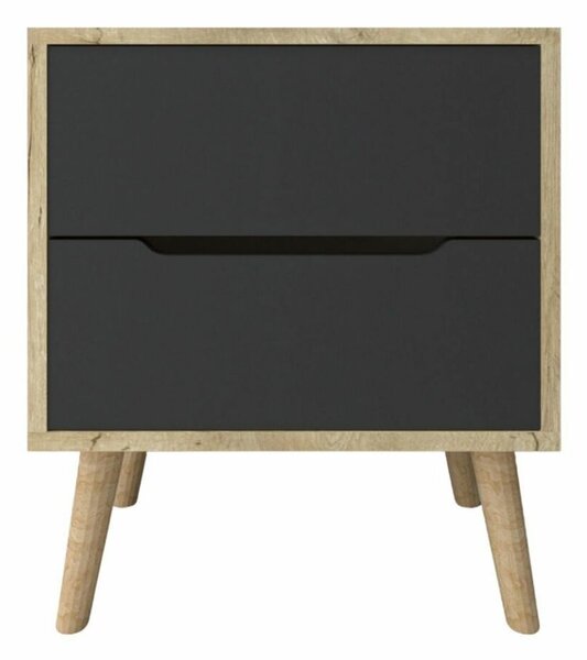 Hanah Home Nightstand Sapphire Oak Anthracite Flora - Sapphire Oak, Anthracite