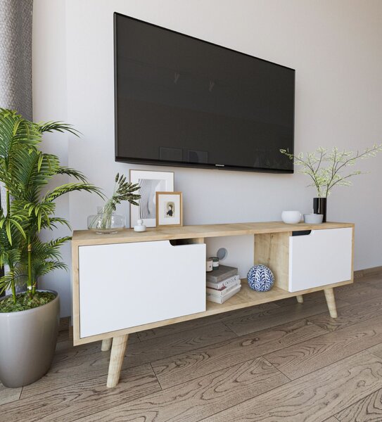 Hanah Home TV Stand Sapphire Oak White Siena - Sapphire Oak, White