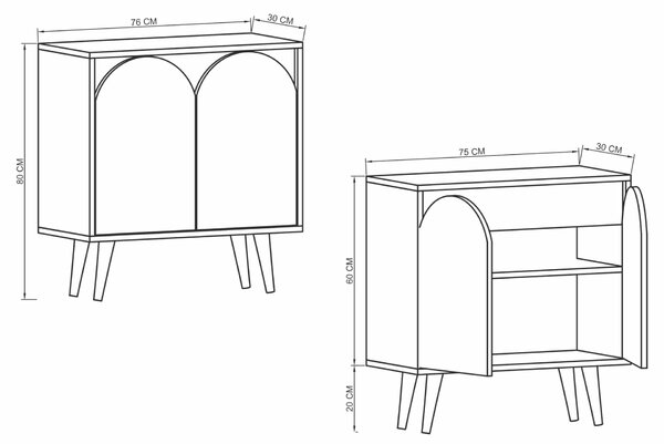 Hanah Home Console Sapphire Oak White Venezia 75 - Sapphire Oak, White