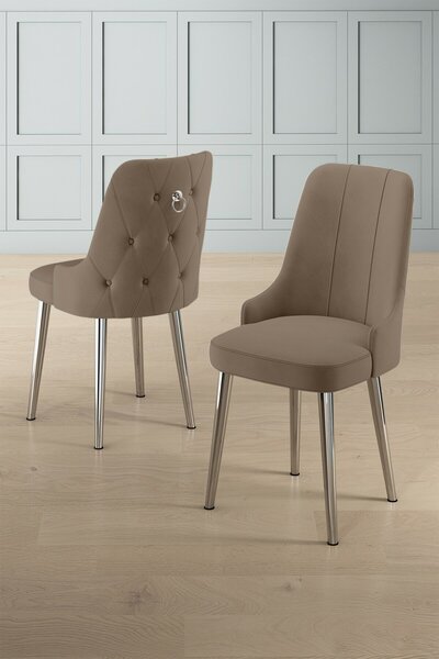 Hanah Home Chair Set (2 Pieces) Cappuccino Chrome Newa - Cappuccino, Chrome