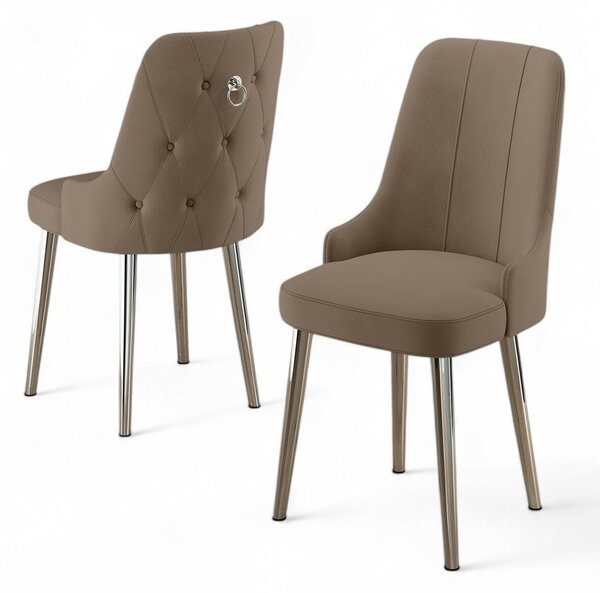 Hanah Home Chair Set (2 Pieces) Cappuccino Chrome Newa - Cappuccino, Chrome