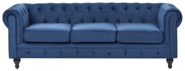 Ülőgarnitúra 4 személyes CHESTERFIELD Bársony Tengerészkék