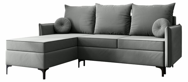 Sarokkanapé Clovis 112, Kárpit, 101x213x168cm, Szürke, Fenyő