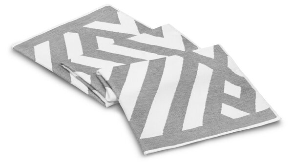 L'essential Maison Fouta strandtörölköző, szürke-fehér geometriai mintával - szürke