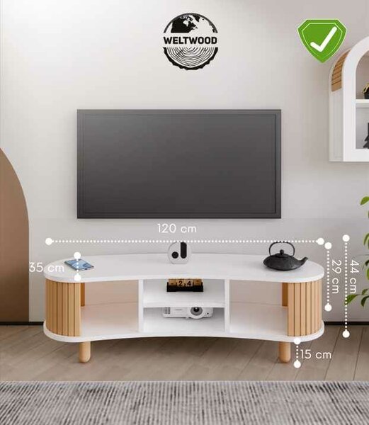 Hanah Home TV Stand White Natural Tokyo