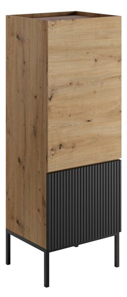 Könyvespolc Lunole 102, Ajtókkal, Zárt, Közepes sűrűségű farostlemez, Laminált forgácslap, 140x50x42cm, Artisan tölgy, Fekete