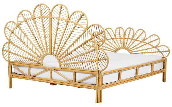 Ágy Rattan FLORENTINE 160 x 200 cm Világosbarna