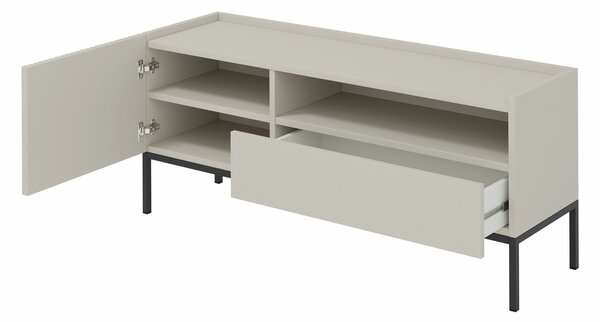TV-állvány Lunole 108, Közepes sűrűségű farostlemez, Laminált forgácslap, 60x150x42cm, Fekete, Artisan tölgy