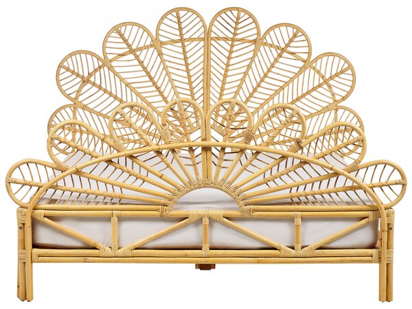 Ágy Rattan FLORENTINE 160 x 200 cm Világosbarna
