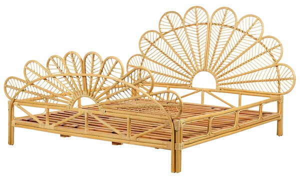 Ágy Rattan FLORENTINE 180 x 200 cm Világosbarna