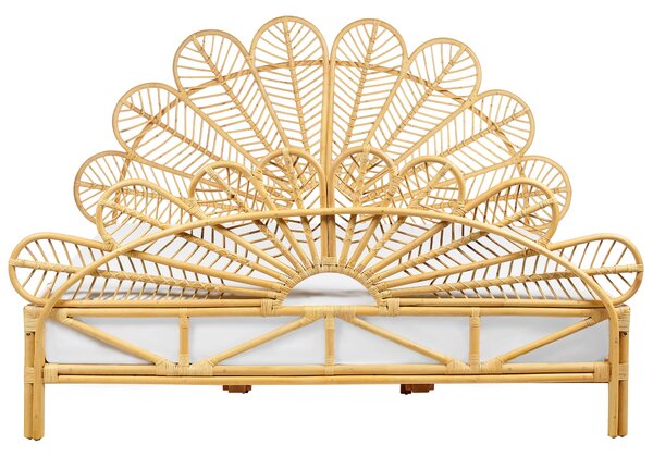 Ágy Rattan FLORENTINE 180 x 200 cm Világosbarna