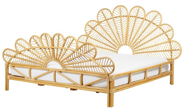 Ágy Rattan FLORENTINE 180 x 200 cm Világosbarna