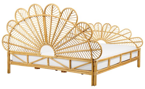 Ágy Rattan FLORENTINE 180 x 200 cm Világosbarna
