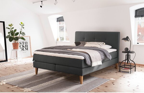 Antracitszürke boxspring ágy 180x200 cm Stockholm – Meise Möbel