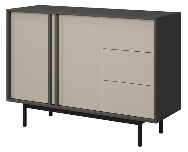 Komód Levali 106, Laminált forgácslap, 87x123x43cm, Bézs, Antracit