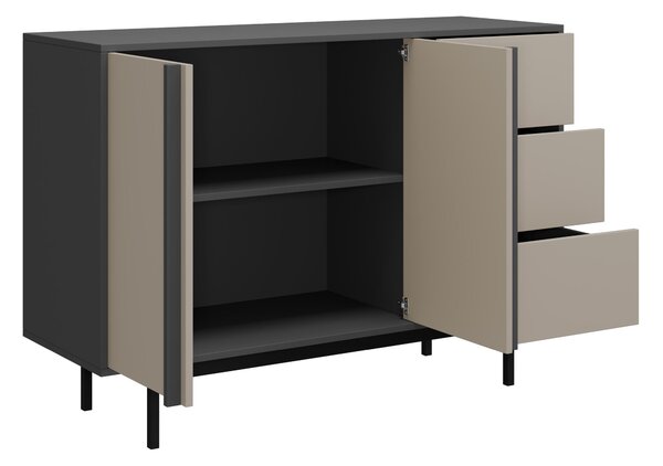 Komód Levali 106, Laminált forgácslap, 87x123x43cm, Bézs, Antracit